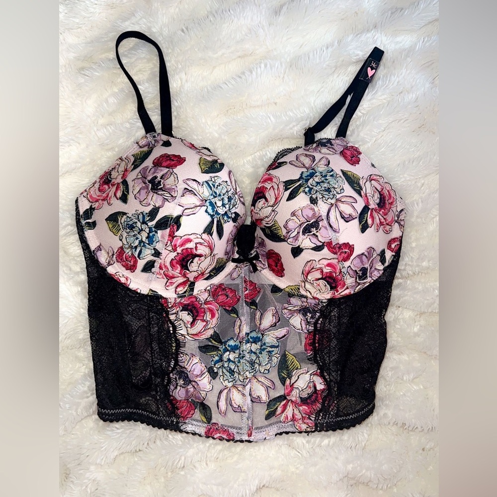 Very Sexy Rose Embroidered Push Up Bra Top